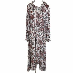 Banana Republic Floral Paisley Long Sleeve Prairie Midi Dress Size 0